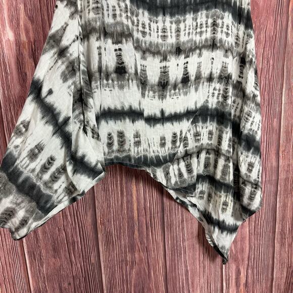 BRYN WALKER NOA Tunic Top Medium Cream Black Linen Cowl Neck Angle Hem - Picture 4 of 8